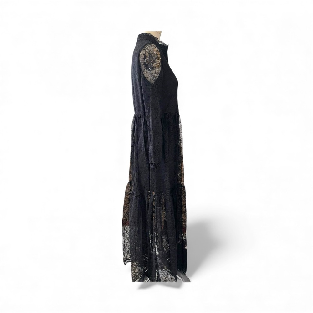 ❤️ Dark Victorian x Gothic Black Long Sleeved Maxi Dress - Picture 7 of 11